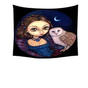 Night Sky Barn Owl Princess Tapestry