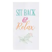 C&F Sit & Back Relax Embroidered Beach Theme Flour Sack Kitchen Towel