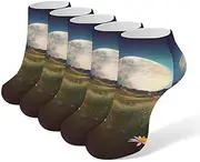 [LPSADGF] Planet Meadow Socks Low Cut Ankle Sock Athletic Running Low Cut Socks Thin Soft Ankle Socks Unisex, White, One Size Short, White, One Size Short
