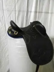 Black Leather Australian Stock saddle with Set + Rope halter Size 10" to 19" in