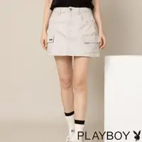 在飛比找momo購物網優惠-【PLAYBOY】口袋工裝A字褲裙(淺灰色)