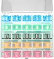 Angoily Complete Set of 25 Plastic Bobbins for Sewing Machines Storage Case Included for Embroidery and Crafts