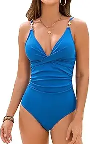 [swimall] Women's Ribbed One Piece Swimsuit Sexy Tummy Control Bathing Suit