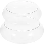 BESTonZON 2pcs Transparent Small Aquarium Tank for Goldfish and Turtles Durable Desktop Decorative Fish Bowl for Home and Office Capacity