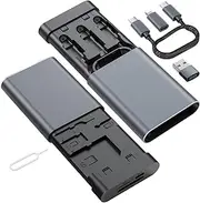 Doumsic SD Card Reader USB C, Micro SD Card Carrying Case & Memory Holder for iPhone & Camera, OTG Adapter with 65W Charging, SIM TF Storage, Fast Data Transfer, Plug-and-Play