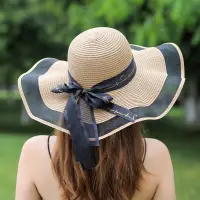 在飛比找蝦皮購物優惠-🚀熱賣韓版戶外防曬遮陽帽 蝴蝶結沙灘帽 草帽女 女生遮陽帽 