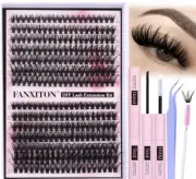 DIY Lash Extension Kit Volume Lash Clusters 40D+50D D Curl Individual Lashes ...