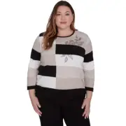 Alfred Dunner Romancing The Stone Blocked Stripe Sweater Petite 81961VS