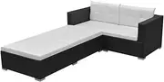 3 Piece Garden Lounge Set with Cushions Poly Rattan Black,Stylish and Comfortable Rattan Sofa Set for Patio and Garden Garden Furniture Sets