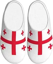 [EdWal] Flag of Georgia print Winter Warm Slippers Indoor Anti-skid Plush Slippers Relaxing at Home for Women Men