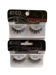 2PK Ardell Eyelashes Lady Fashion Style #600 Wispies #105 Glamour Color BLK New