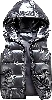 [Mkjuuior] Men's Hooded Vest Coats Waterproof Design Couple Down Cotton Lightweight Casual Waistcoat