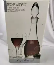 Brand New Crystal Blown Glass 5PC Wine Set Luigi Bormioli Michelangelo- Italy