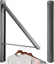 RELONGGI Foldable Coat Hangers, Wall Hanger Wall Mounted Retractable Drying Rack, 0.43'' 1.1CM Thickness Space Saving Laundry Racks and Closet Organizer, Aluminum (Drak Gray)