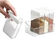 Shaker Jar, Clear 4 Compartment Shaker Jar with Tray, Clear Portable Condiment Container Case Condiment Shaker Box Condiment Set Outdoor Camping Kumprohu