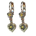 Mariana Earrings Floral Heart Dangling Yellows & Blk Diamond Austrian Crystal...
