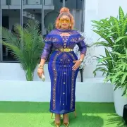 Rhinestone Women Evening Long Maxi Dress African Dashiki Formal Prom Dresses New