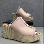 Sam Edelman Dina Fabric Espadrille 3 3/8” Heel Wedges. Pale Pink. Sz 10. Boho