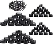 YuCool 60 Pcs Black Rubber Bumpers Feet, Screw Fixed Rubber Feet with Matching Strong Screw and Built in Stainless Steel Washer for Wooden Cutting Board Cabinet Tables Chair