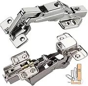 2 Pcs Kitchen Cabinet Door Hinges 165 Degree Kitchen Cupboard Hinges Soft Close Corner Kitchen Cabinet Hinges Folding Mute Cabinet Hinges (Straight Curved Full Cover)