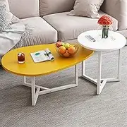 Side Table/End Table,Drop Shape Reception End Table Studio Minimalist Reading Table Set of 2 Accent Table Living Room Metal Frame Nesting Table with Wood Tabletop Coffee Table(#1)