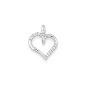 14k White Gold Real Diamond Heart Pendant