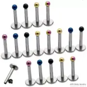 Titanium 16G INTERNALLY THREADED Ball LABRET MONROE EAR Tragus Flat back Stud