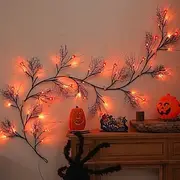 LED Halloween Pumpkin Lights Rattan Lights 1.8m 54leds Battery Powered 8 Modes Lighting Halloween Party Decoration Home Balcony Window Scene Decorations