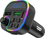 Buhyujkm Car Bluetooths, Bluetooths Car Transmitter, Bluetooths Fm, 5.3 FM Transmitter for Car, Bluetooths Car Adapter, Wireless Radio Receiver, Hands-frees Calling, Music Player 64G
