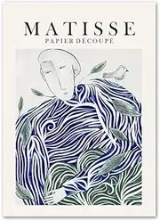 Zchdk Yhdesh Blue Matisse Poster Line Leaf FLower Girl Canvas Painting Abstract Wall Art Matisse Art Prints For Living Room Decor Pictures 40x60cmx1 No Frame