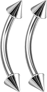 [bodyjewellery] 2pcs 16g Banana Barbell Titanium Bar Earrings Eyebrow Cartilage Lip Ring Tragus Rook Conch Stud Helix B2BCN Pick Size