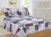 Cotton Blend Reversible Quilt Set - Authentic Patchwork Design Oversized Comfort