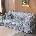 1/2/3/4 Seater Print Sofa Cover With Skirt Armchair Cover Sofa Slipcover Elastic