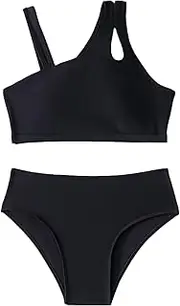 [Generic] Rainbow Bathing Suit Children's Two Bikini Swimsuit for Girls Black Beach Swimsuit Youth Girls Swimsuit