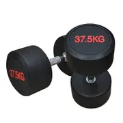 2 Pack of 37.5kg Commercial Grade Rubber Coated Dumbbell Hand Weight Total 75kg