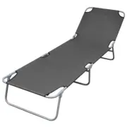 Foldable Beach Sun Lounger Bed Lounge Adjustable Backrest Garden Outdoor Chair
