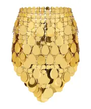 Paco Rabanne Gold Sparkle Assembly Assymetric Skirt FR44,FR40,FR42 Yellow