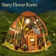 Starry Sky Flower Garden DIY LED Light Miniature Dollhouse Wooden Doll House