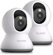 blurams Indoor Security Camera, 2K Pet & Dog Camera with Phone App, 5GHz&2.4GHz Dual-Band, AI Facial Recognition, Night Vision, Motion Detection, Siren, Cloud & SD Storage - 2 Pack (White-A31S)