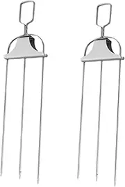Parliky 2pcs Meat Forks Durable Rotisserie Skewers for BBQ Camping and Grilling for Roasting Chicken Meat Vegetables and Marshmallows