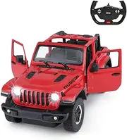 Jeep Off-Road Remote Control Car, 1:14 Jeep Wrangler JL RC Off-Road Racing Vehicle Toy Car for Kids Adults, Spring Suspension/Door Open, 2.4Ghz RED