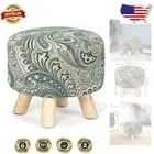 Comfortable Lightweight Small Ottoman - Linen Foot Rest with Slip-Proof Design
