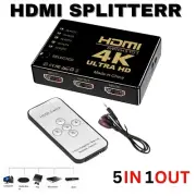 5-Port HDMI Switch Switcher, Supports 4K, Full HD 1080p, 3D with IR Remote,Black