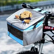 Pet Bicycle Carrier Bike Basket Bag for Dogs/Cats, Multipurpose Dog Bike Carrier Cage Booster Seat for Puppy&Small Pet up to 15 lbs, with Drawstring Mesh Top, 2 Side Pockets, Adjustable Shoulder Strap