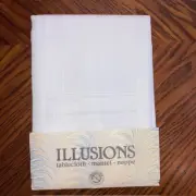 BARDWIL LINENS ILLUSIONS WHITE TABLECLOTH 60" x 102" Oval *NEW*