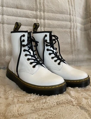 Doc Martens AirWair Zavala White Patent Leather Boots Size 6W/5M