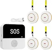 domoi Wireless WiFi Elderly Caregiver Pager SOS Call Button Emergency SOS Alert System for Seniors Patients Elderly(B)
