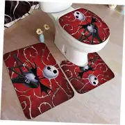 Collection 3 Piece Bathroom Rug Set Bath Rug Halloween Contour Mat & Lid Cover