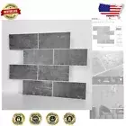 Luxury Waterproof Peel and Stick Subway Tile 5 Sheet Dark Gray Matte 12"x12"