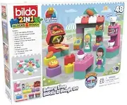 Bakery Shop Blocks & Dough Set – Bildo 2-in-1 Bakery Shop Blocks & Dough Playset for Kids – 48-Piece Building & Modeling Set with Brick Oven, Barista, Dough Cutters & Accessories